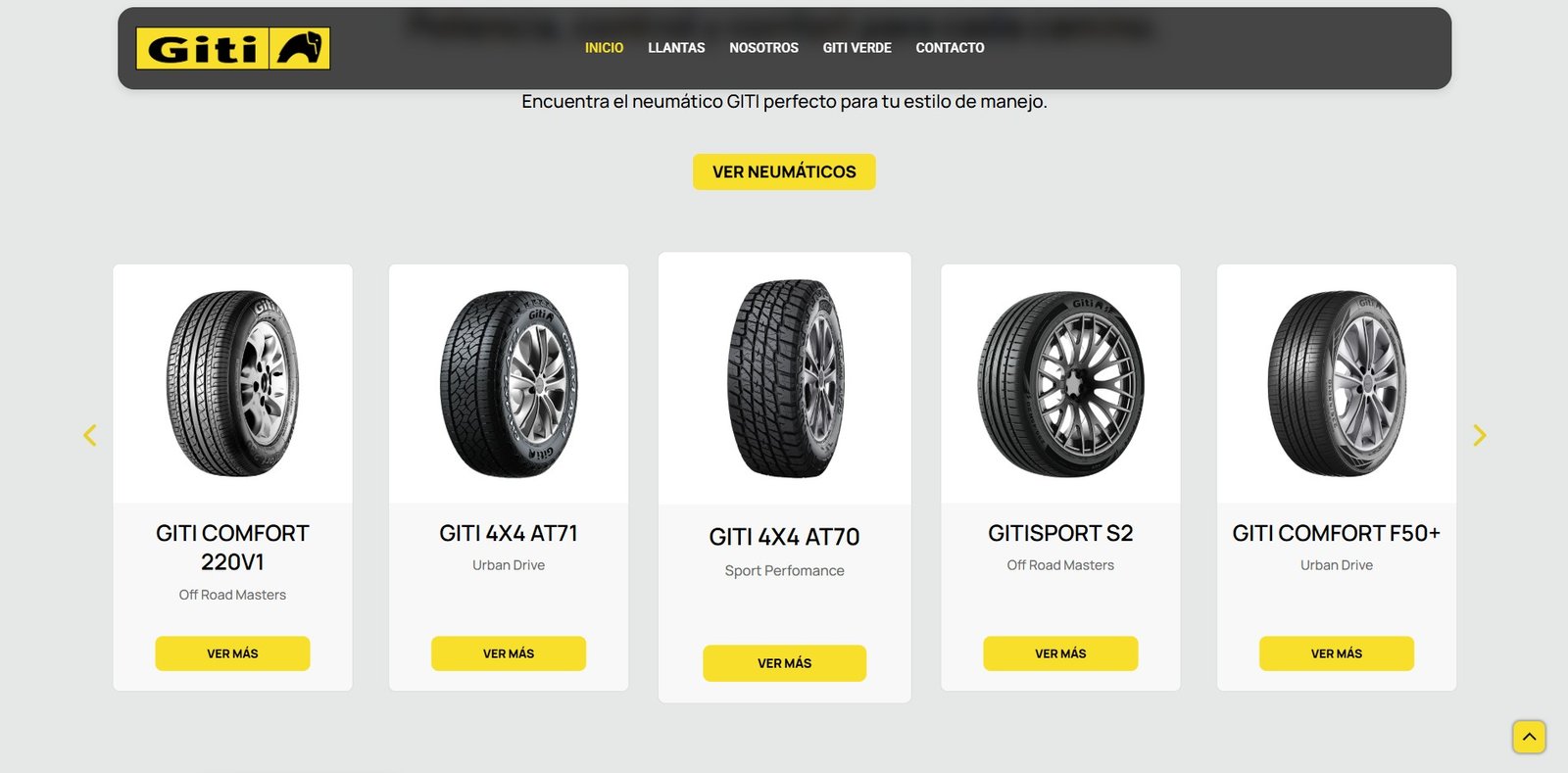 Captura de la página de contacto de Giti Tire México