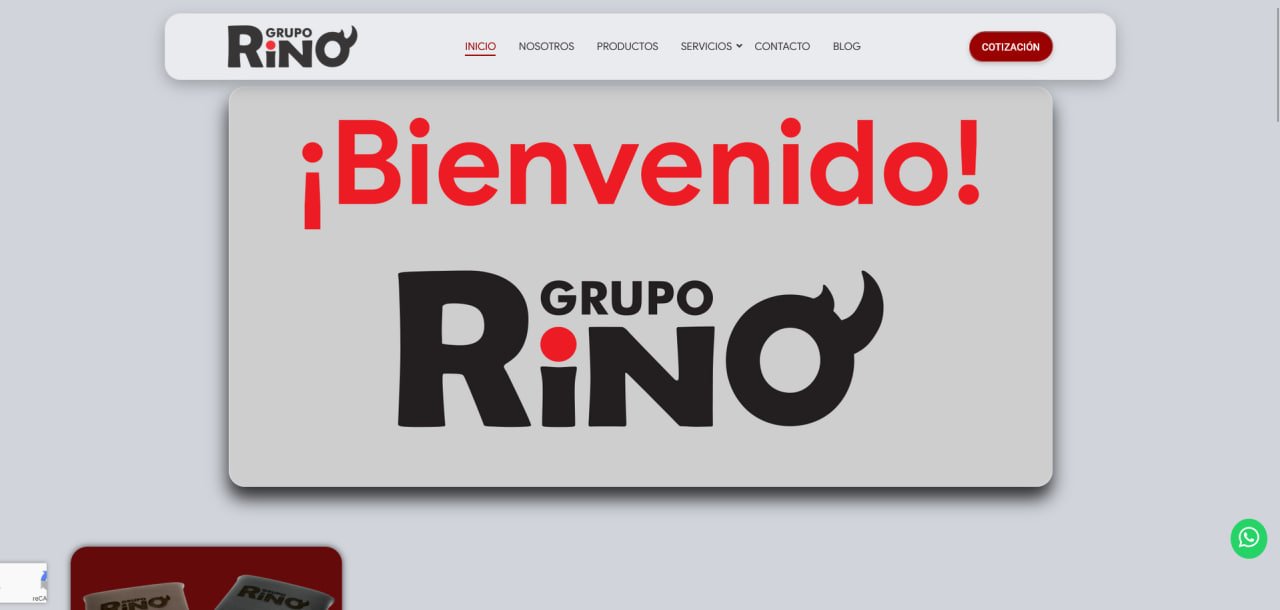 Captura de la página de inicio de Grupo Rino