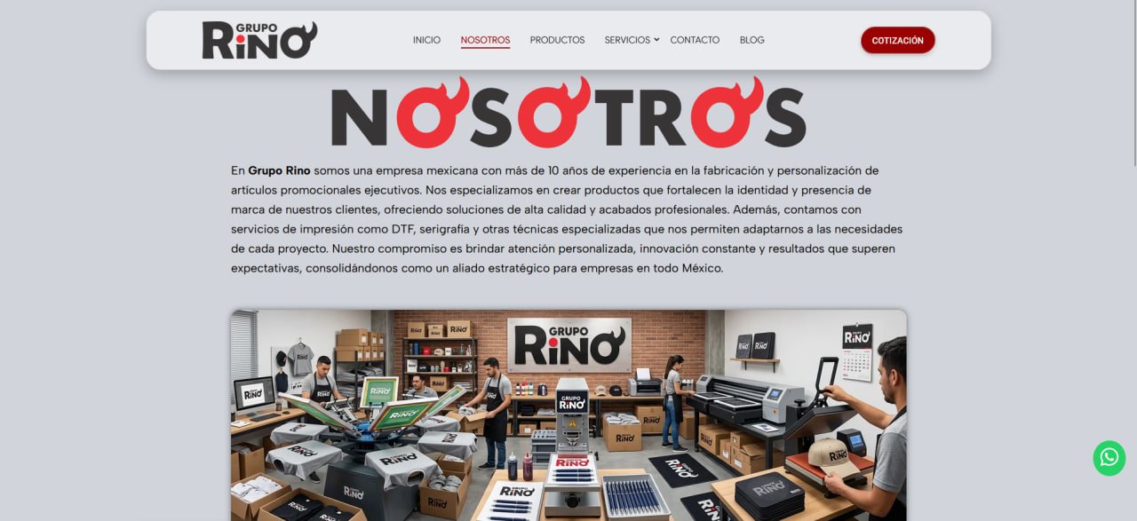 Captura del sitio de Grupo Rino — sección 6