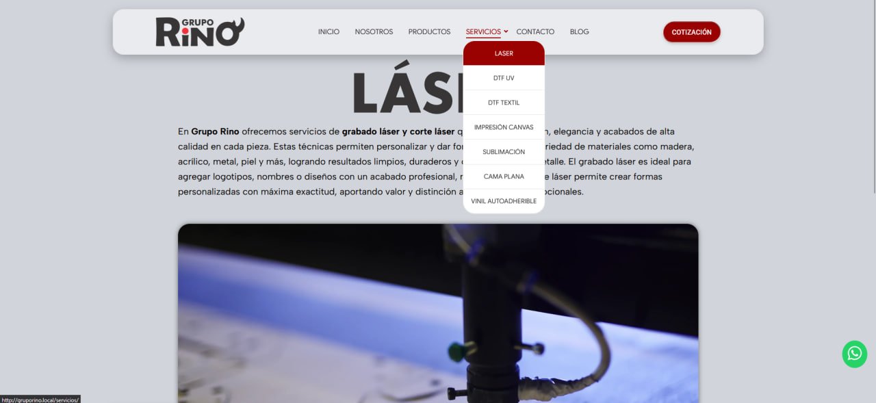 Captura del sitio de Grupo Rino — sección 9