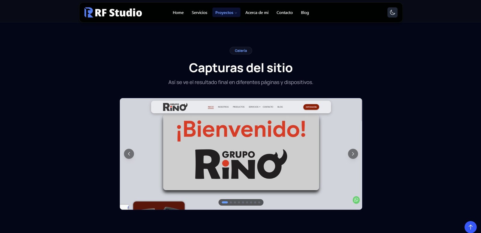 Captura del portafolio RF Studio — sección 5