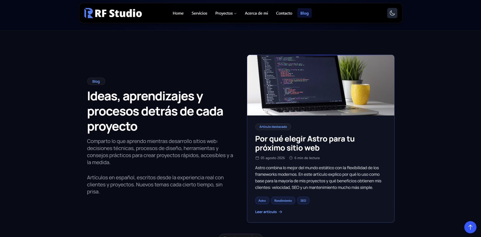 Captura del portafolio RF Studio — sección 7